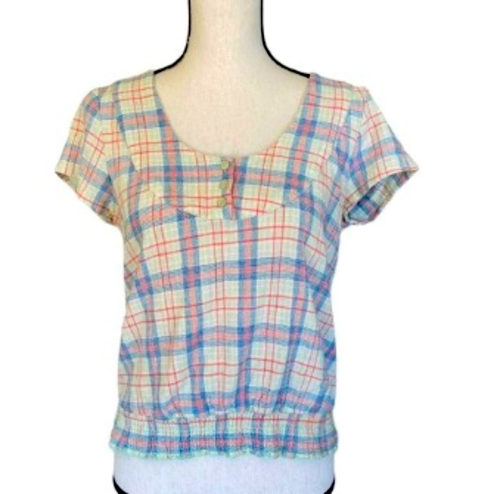 UO Kimchi Blue Gauzy Plaid Blouse. Large